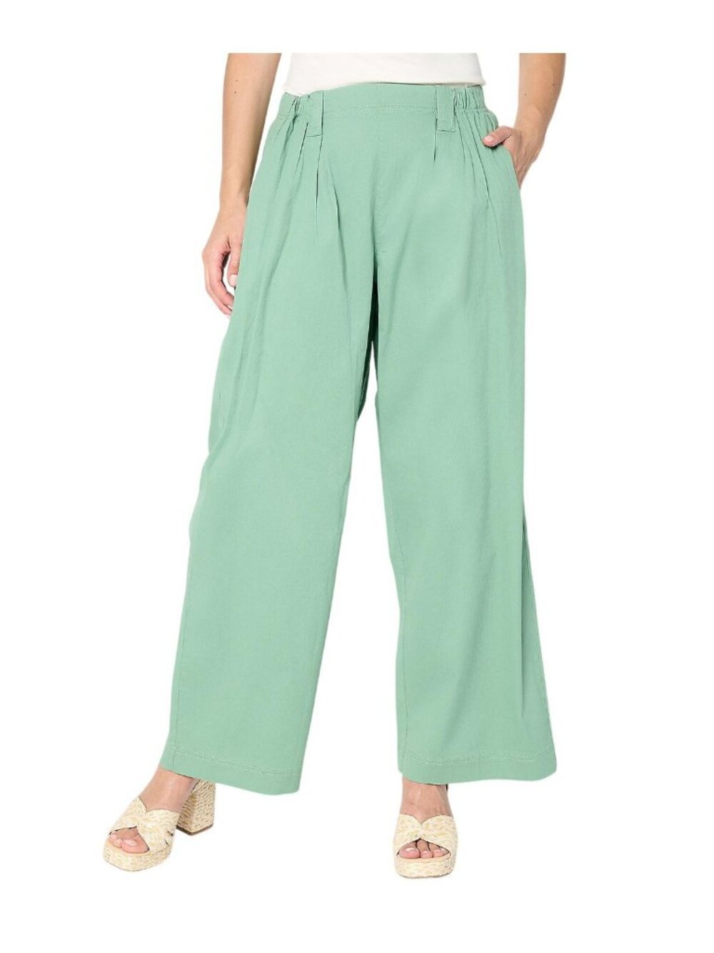 Logo By Lori Goldstein Regular Textured Full Length Pants Feldspar Green XS - Picture 6 of 7